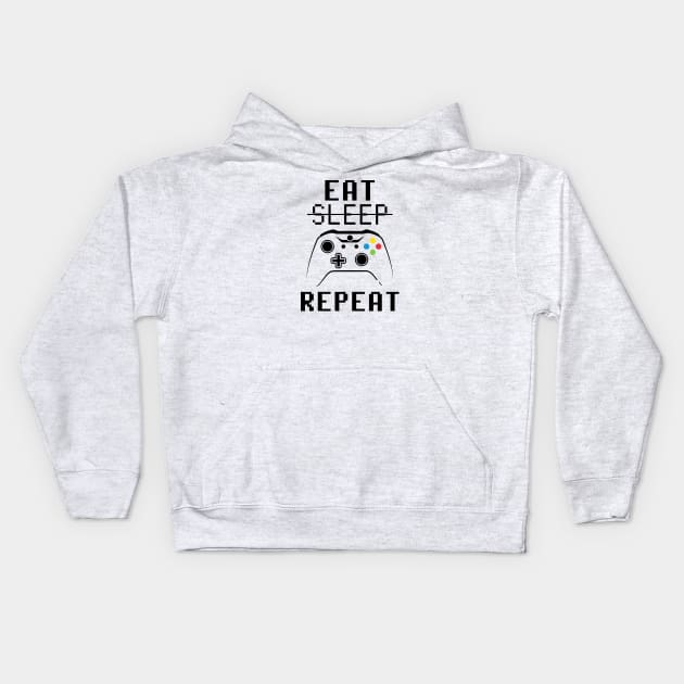 Eat Sleep Game Repeat Game Controller Design Kids Hoodie by LittleMissy